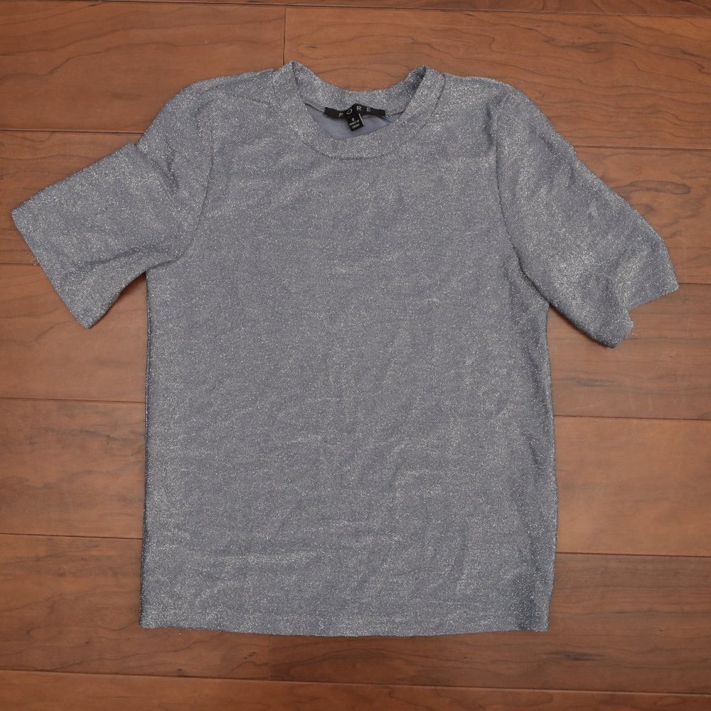 Fore Women's Shirt Shiny Sliver Size Small